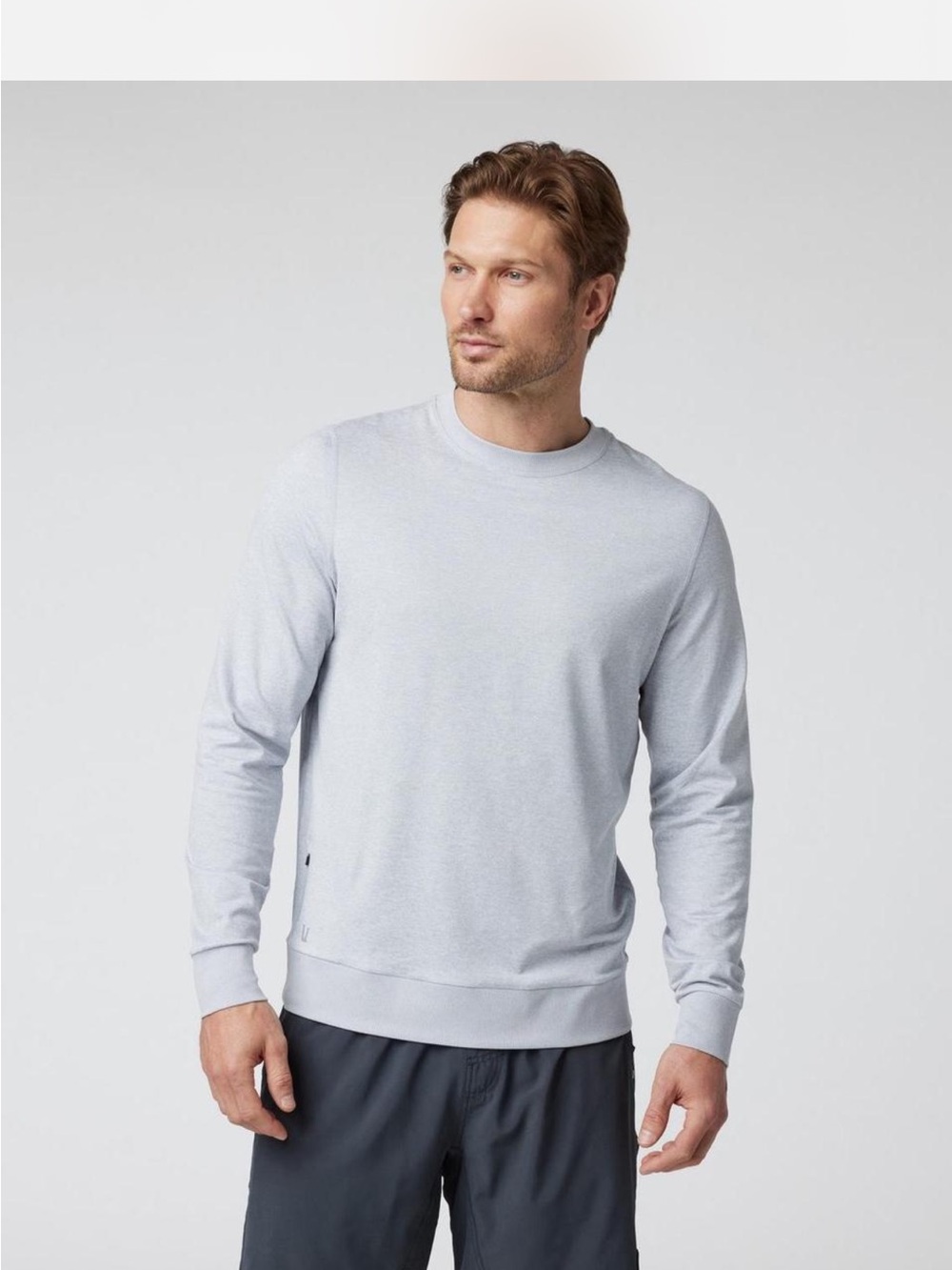 Vuori Sweatshirt Men Small Light  Gray Ponto Performance Pullover Crew Dreamknit